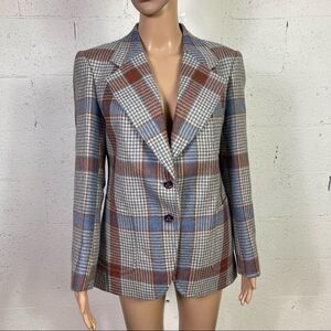 Urgo Paris Saks 5th Avenue Vintage 100% New Wool Plaid Blazer Jacket SIZE S